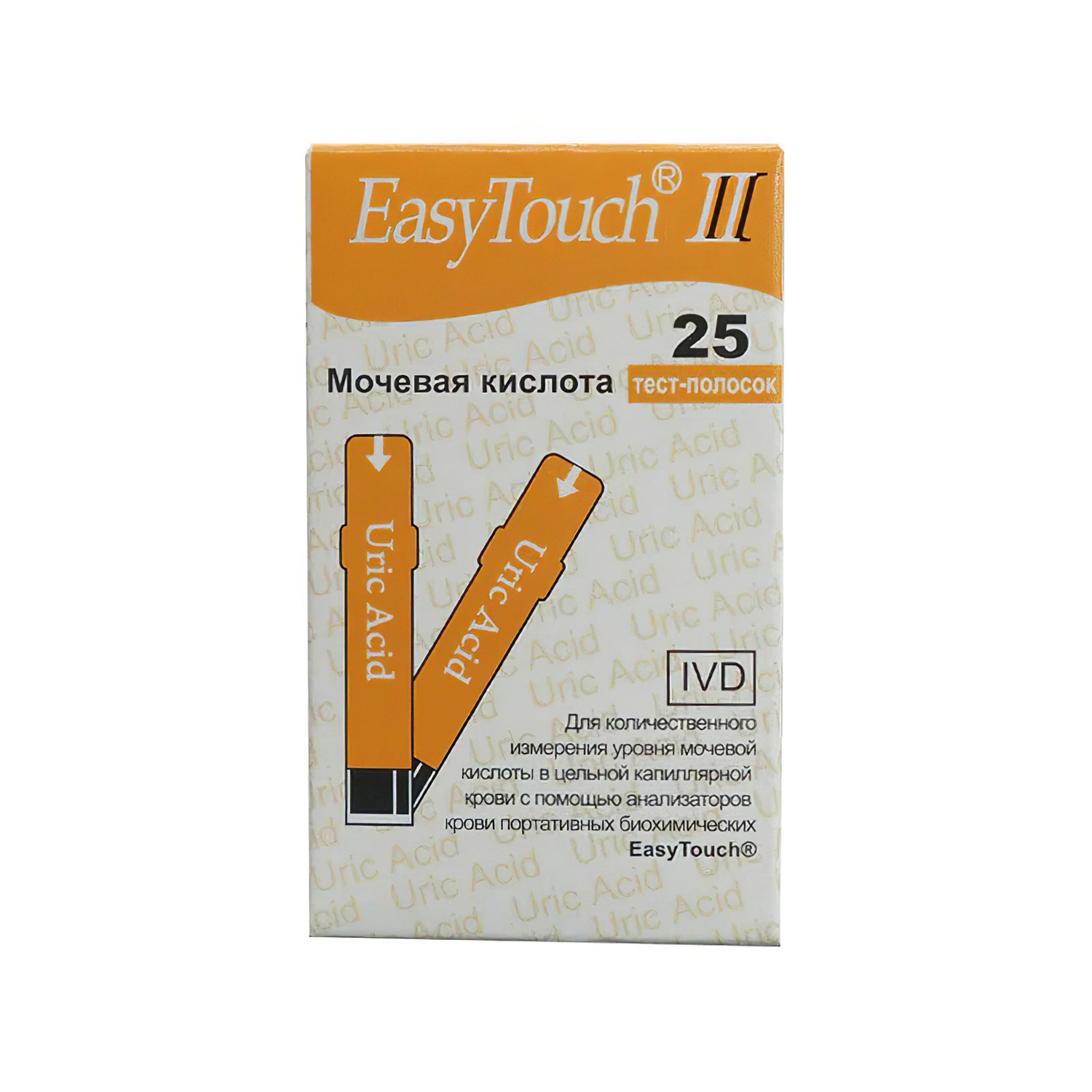 Тест-полоски EasyToch на мочевую кислоту 25 шт для биохимического анализатора крови - 1