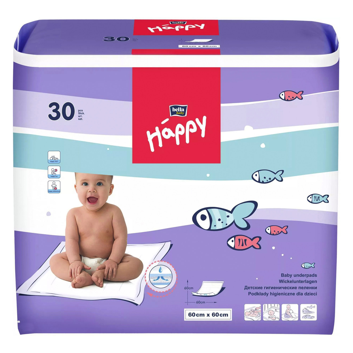 Пеленки BELLA baby Happy 60х60см 30шт
