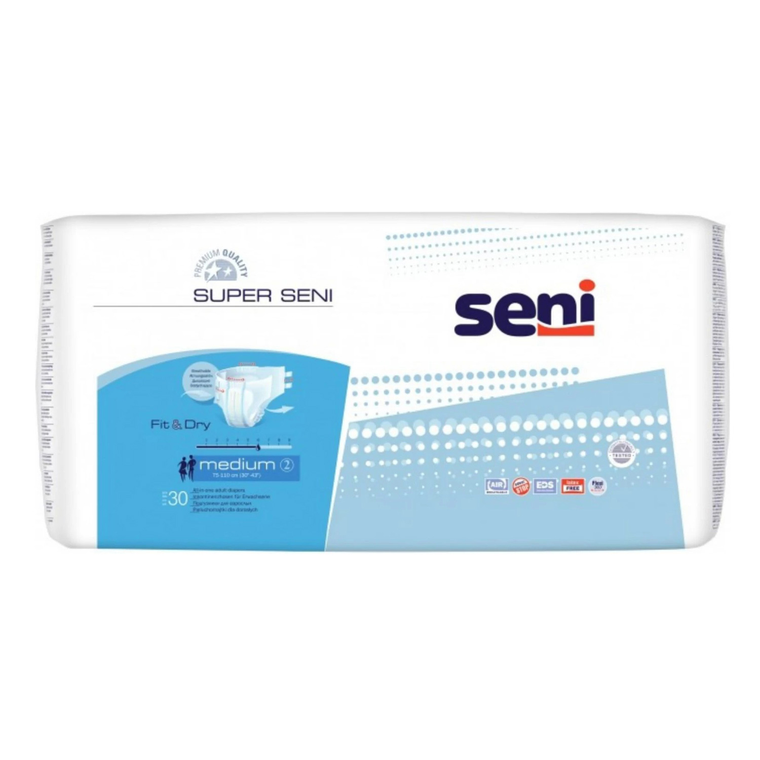 Подгузники для взрослых SENI Super Medium (M) 30 штук, 6 капель