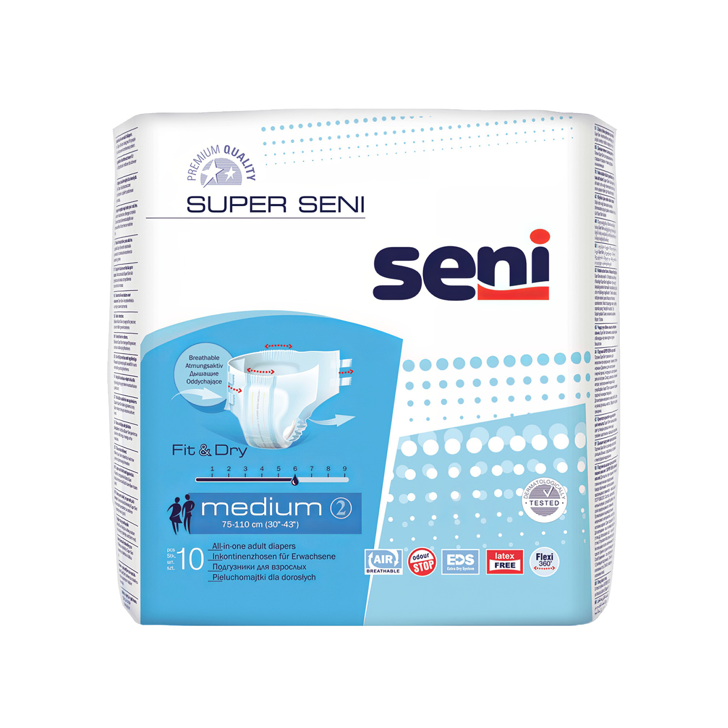 Подгузники для взрослых SENI Super Medium (M) 30 штук, 6 капель - 1