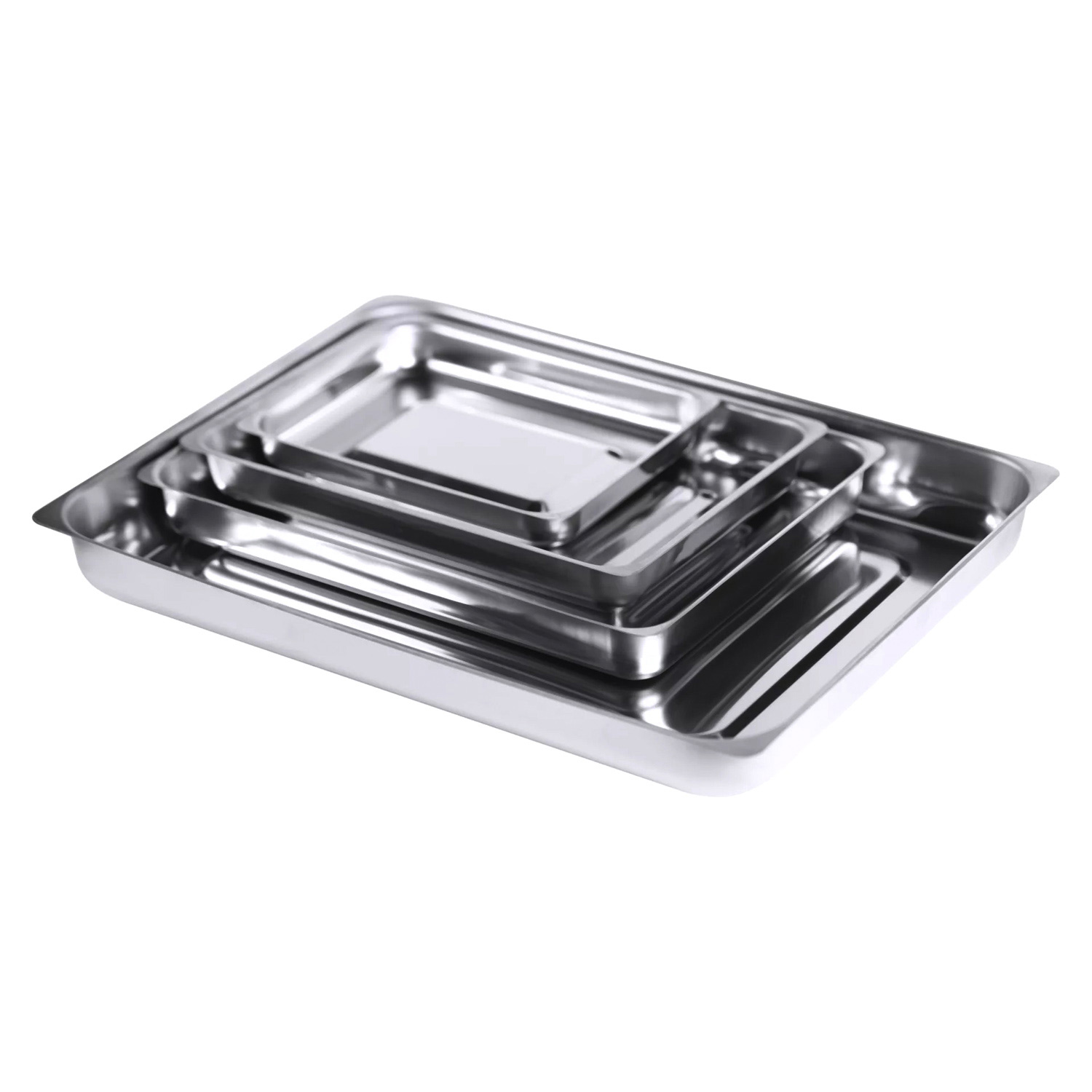 Лоток прямоугольный ЛМПу медицинский металлический 200x150x25