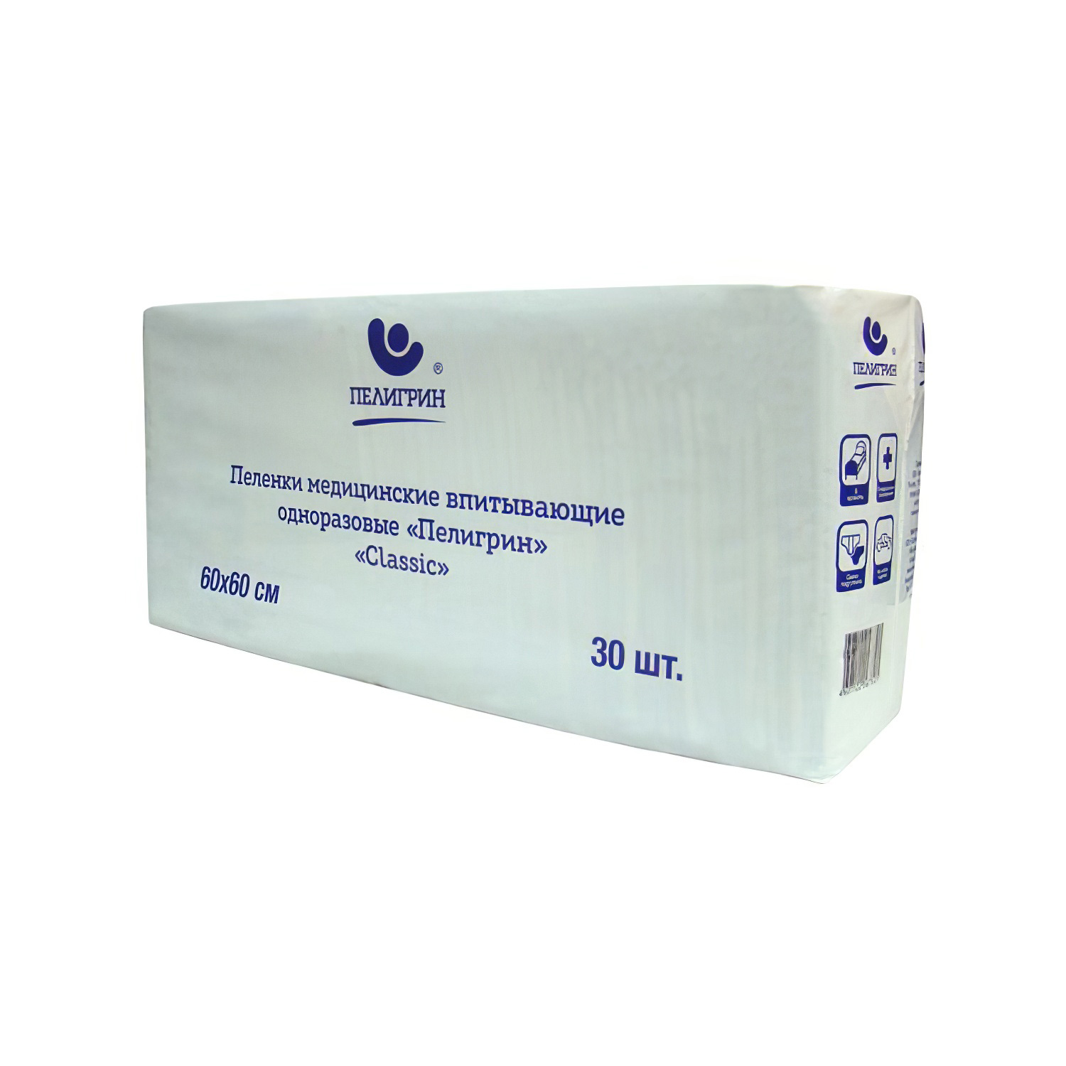 Пелёнки детские ПЕЛИГРИН Classic 60*40см одноразовые впитывающие, 30 шт