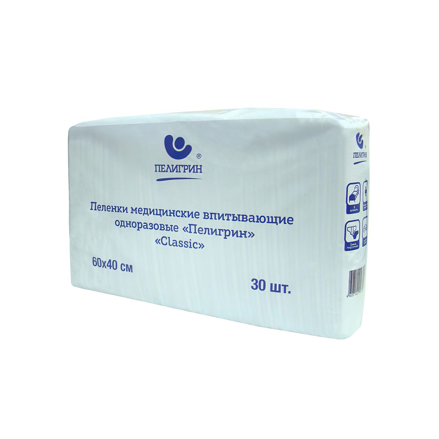 Пелёнки детские ПЕЛИГРИН Classic 60*40см одноразовые впитывающие, 30 шт - 1