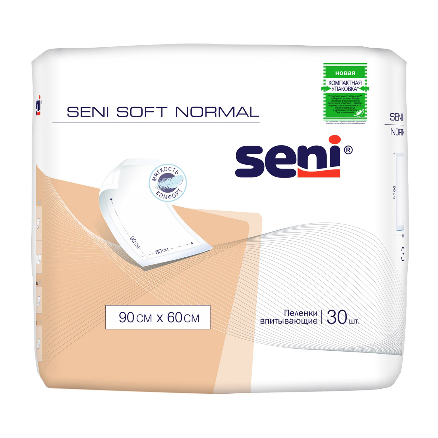 Пеленки SENI Soft Normal 60х60см 30штук одноразовые впитывающие для лежачих больных - 1