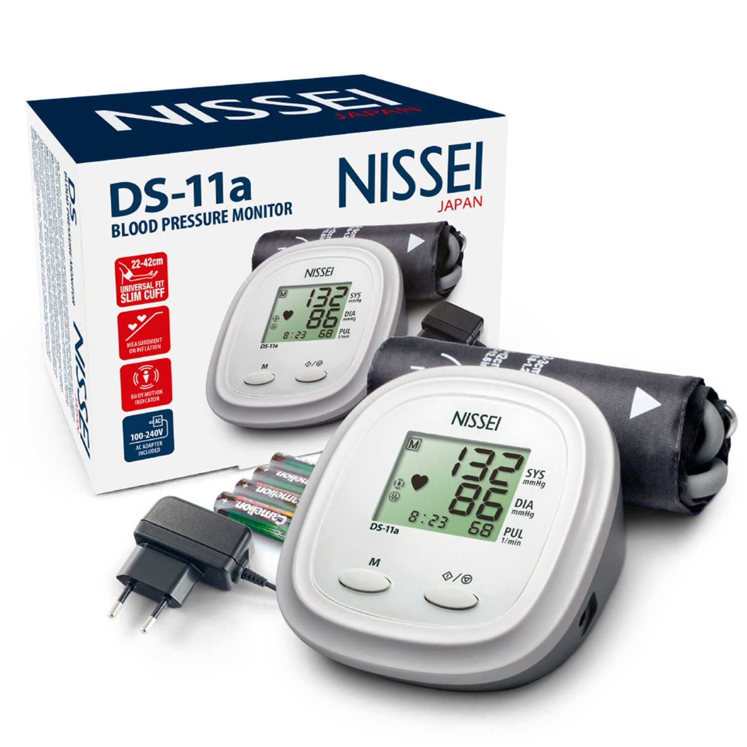 Тонометр NISSEI DS-11a автоматический на плечо с адаптером и манжетой 22-42 см - 3
