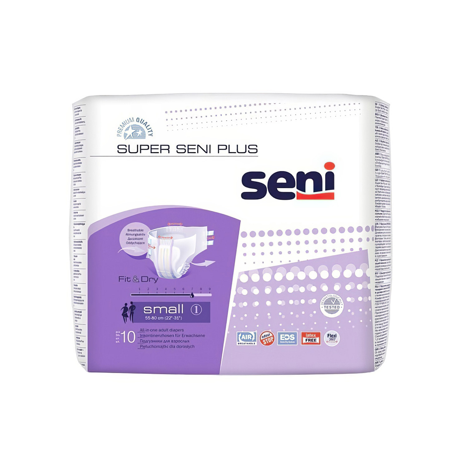 Подгузники для взрослых SENI Super Plus Small (S) 10 штук, 7 капель