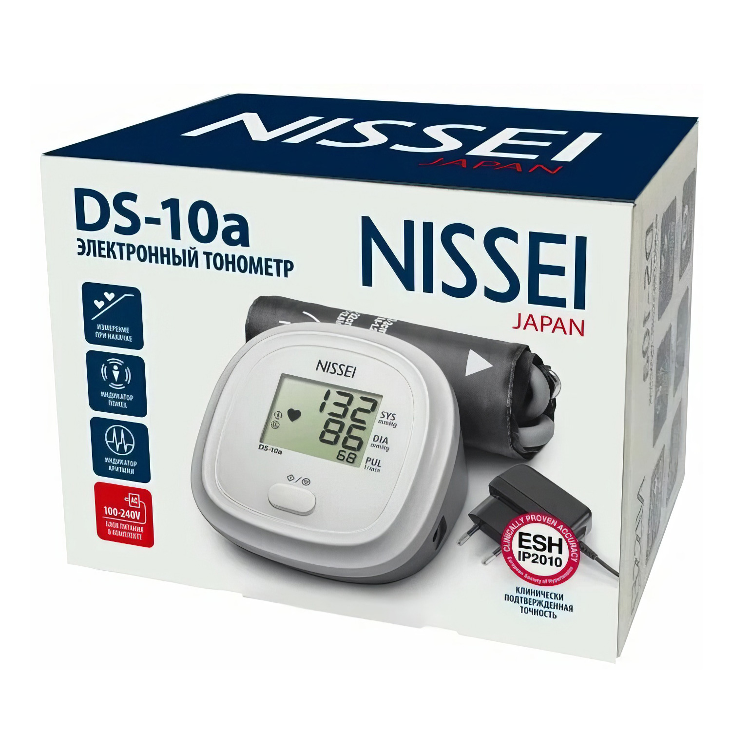 Тонометр NISSEI DS-10а автоматический на плечо с адаптером и манжетой 22-32 см - 6