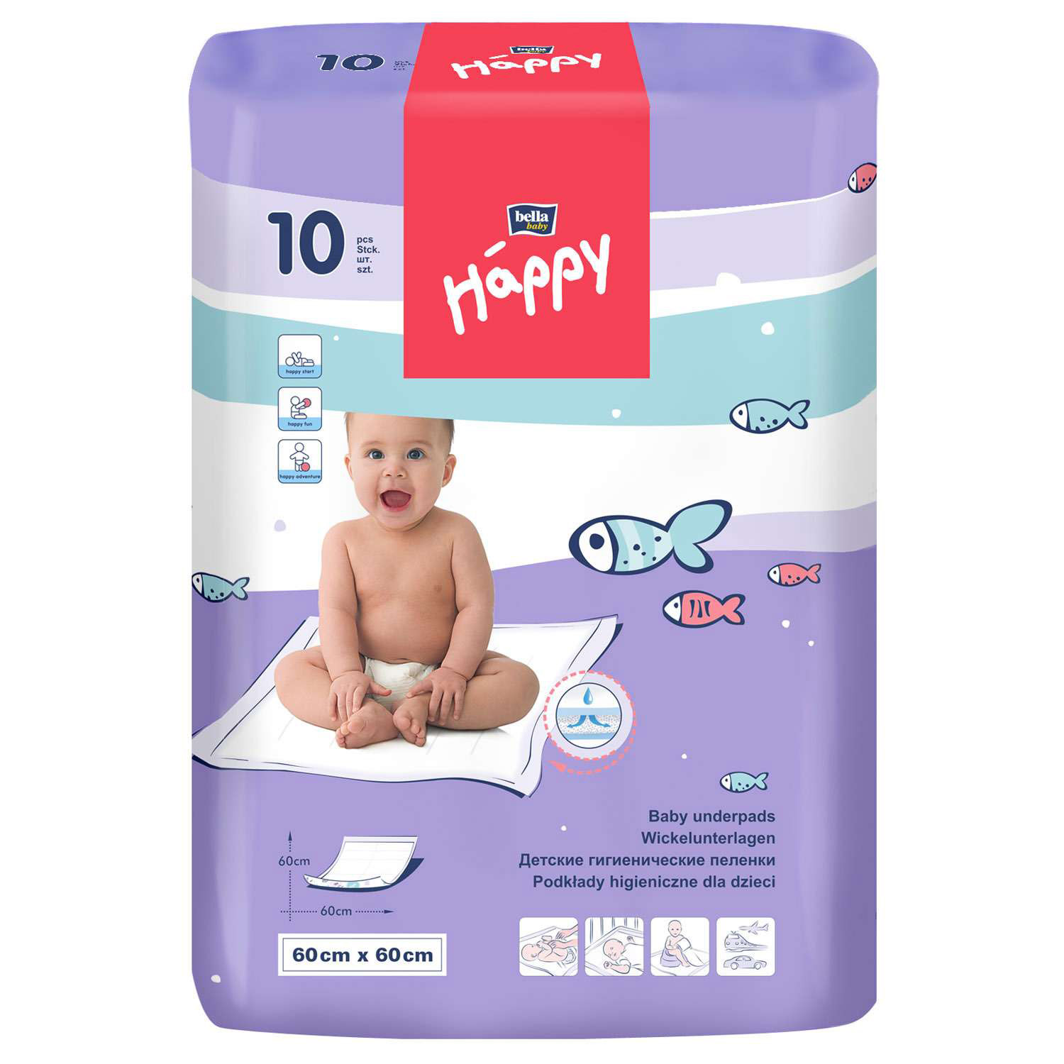 Пеленки BELLA baby Happy 60х60см 30шт - 1