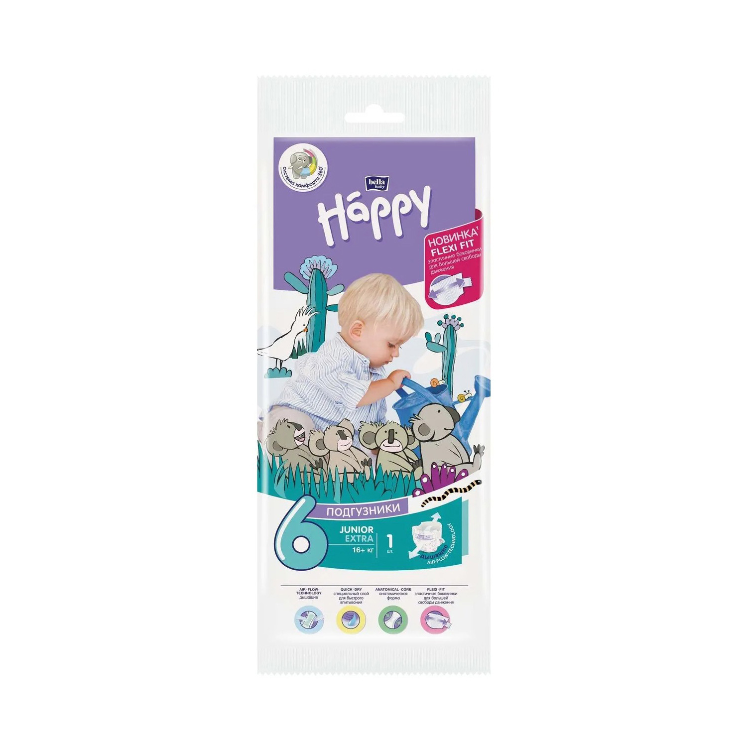 Подгузники детские HAPPY Junior Extra +16кг 1шт
