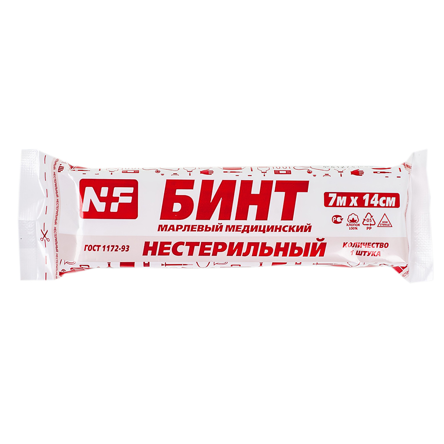 Бинт марлевый медицинский нестерильный Ньюфарм 7*14см - 1