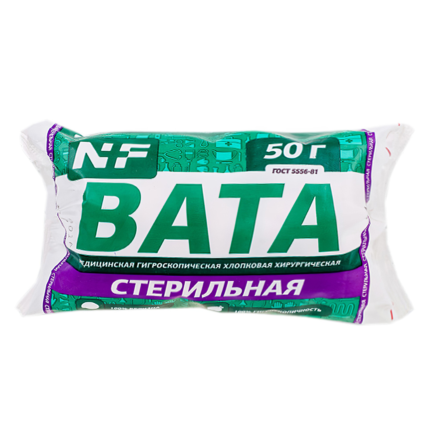 Вата медицинская хирургическая стерильная Ньюфарм, 50гр