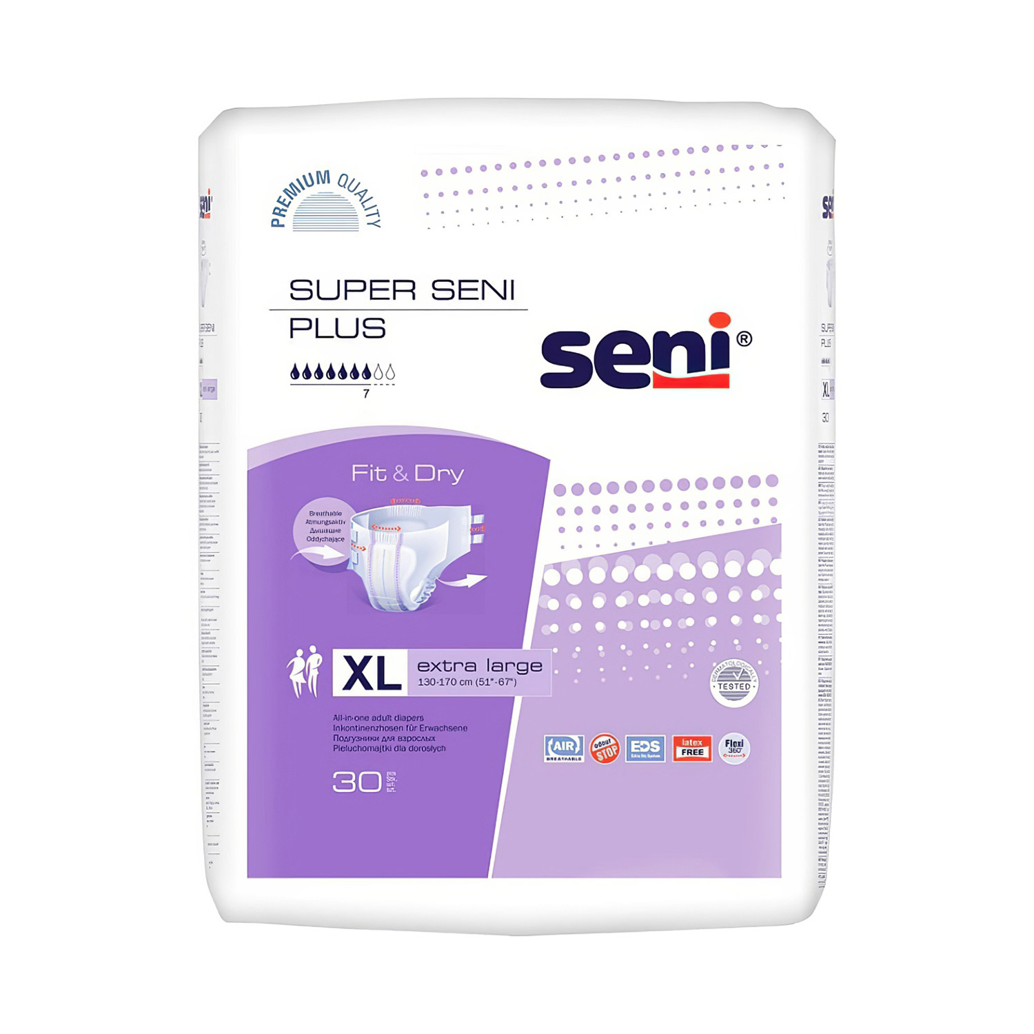 Подгузники для взрослых SENI Super Plus Extra Large (XL) 30 штук, 7 капель - 1