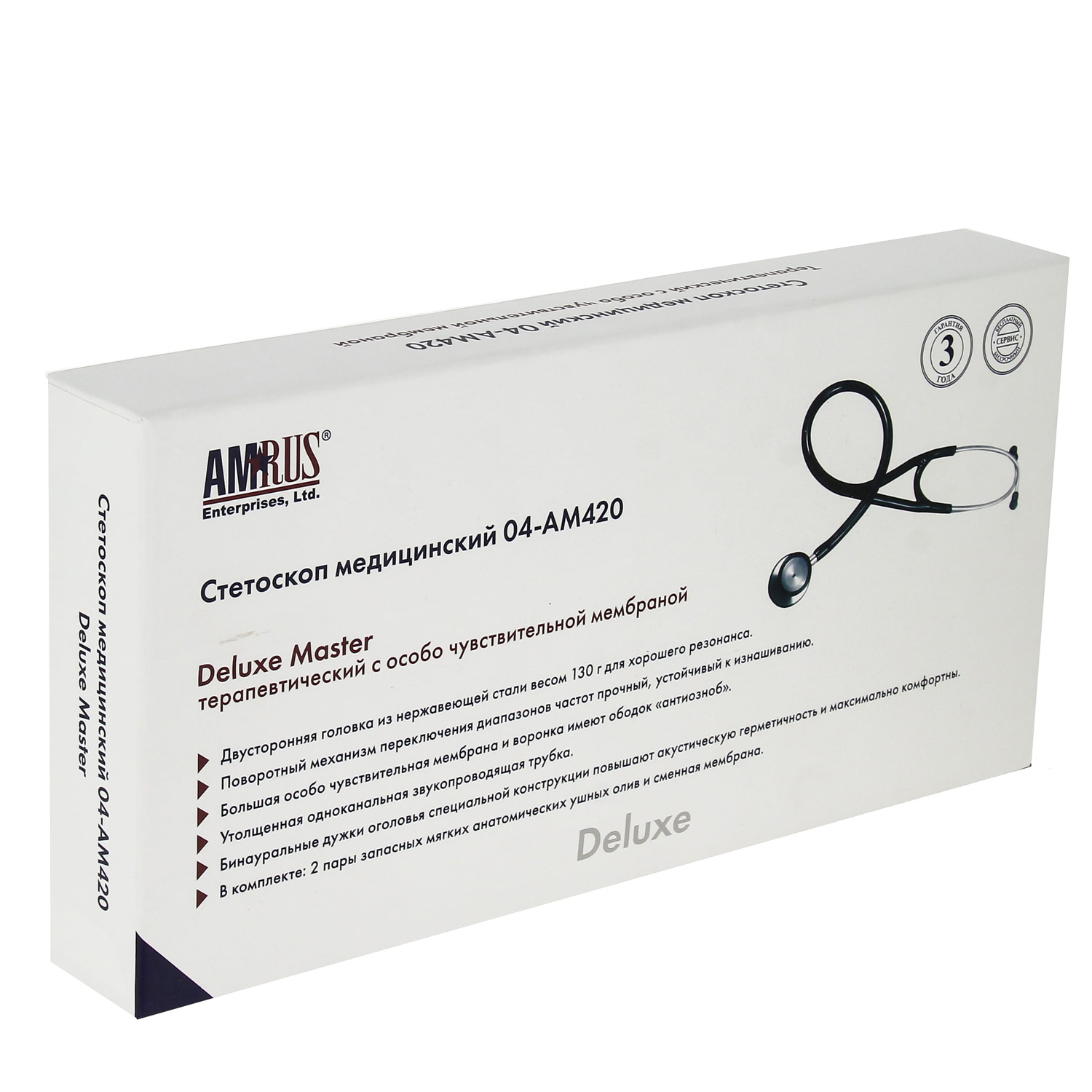 Стетоскоп Amrus 04-AM420 Deluxe Master двухсторонний терапевтический красный - 13