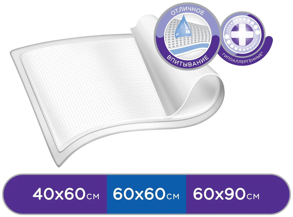 Пеленки ID Protect 60*60 10 штук одноразовые впитывающие для лежачих больных - 4