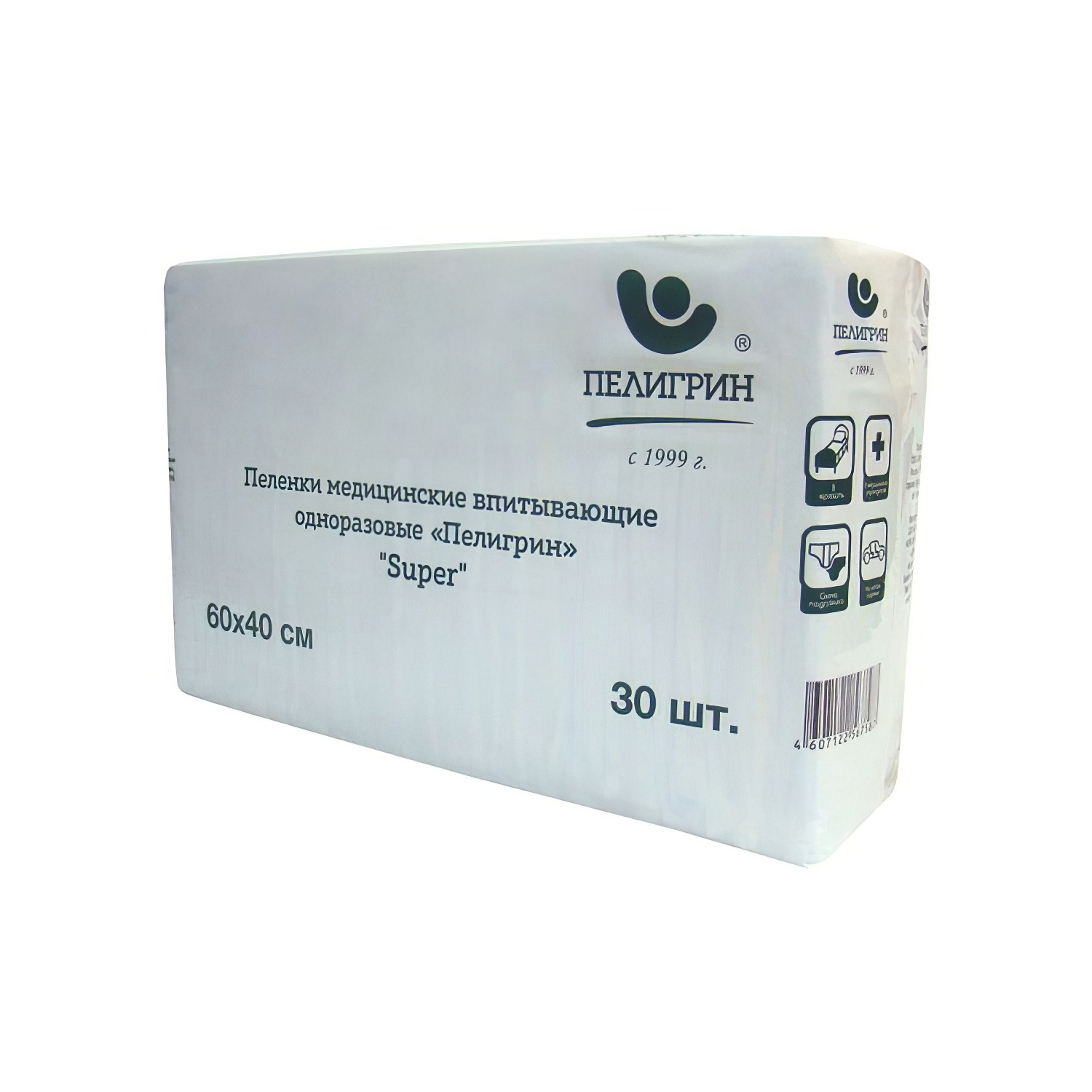 Пелёнки детские ПЕЛИГРИН Super 60*40см одноразовые впитывающие, 30шт