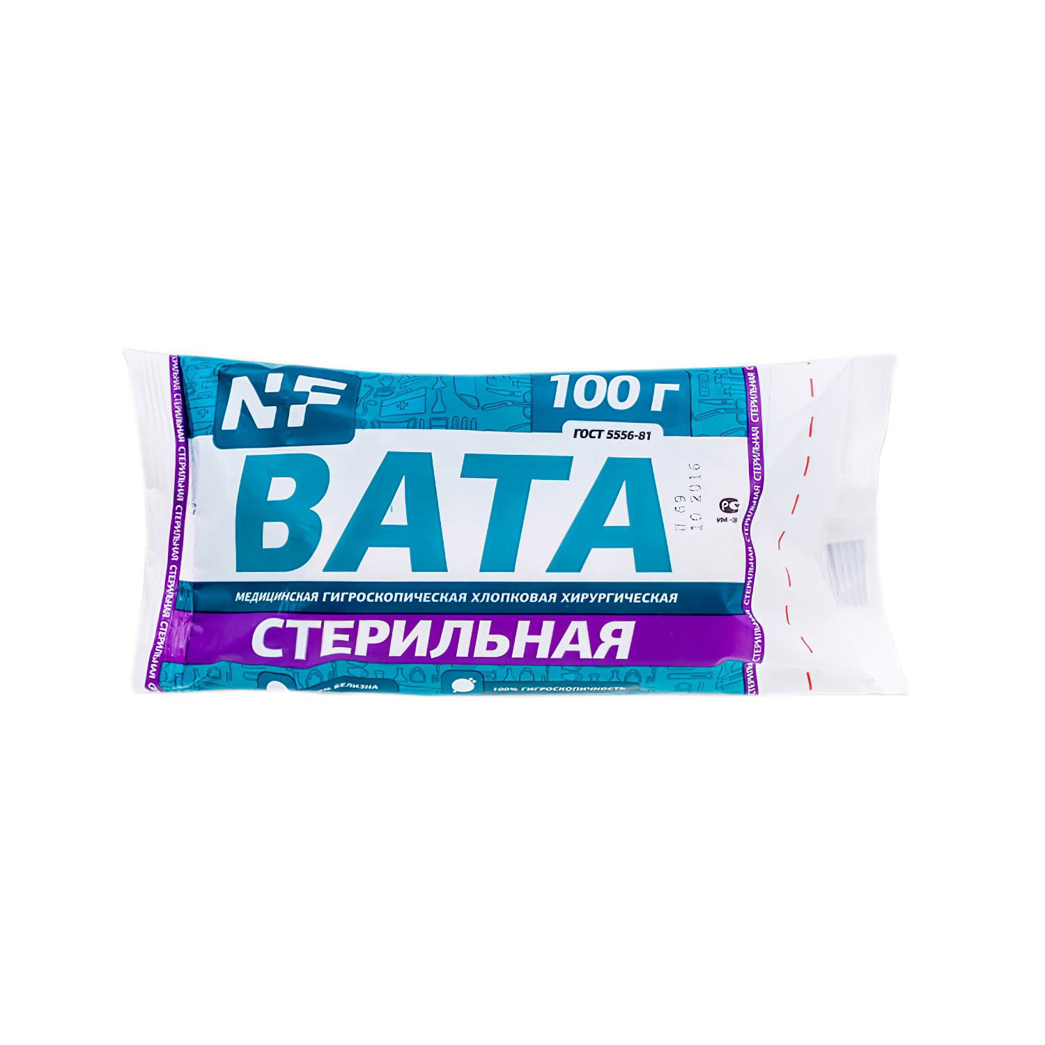 Вата медицинская хирургическая стерильная Divia Ньюфарм, 50гр - 1