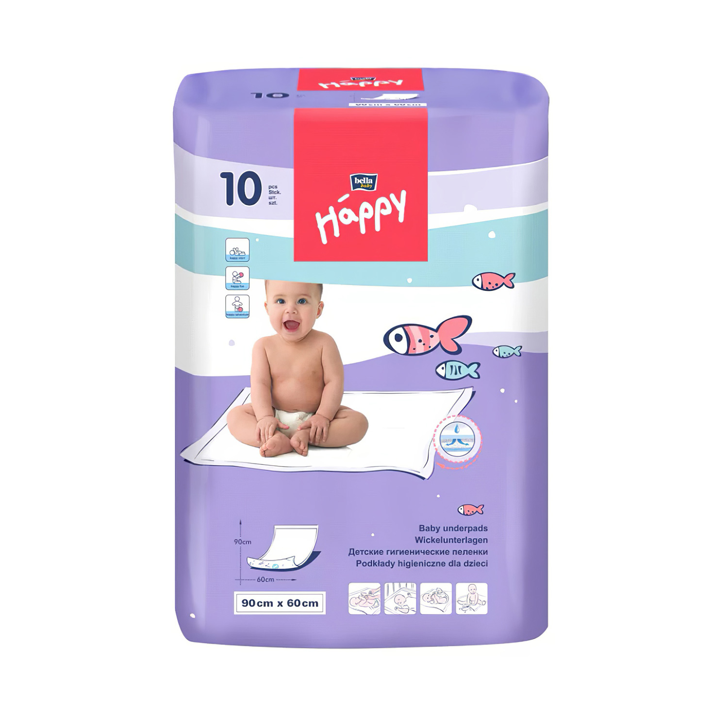 Пеленки BELLA Happy Soft 60x90 10штук одноразовые впитывающие для детей - 3