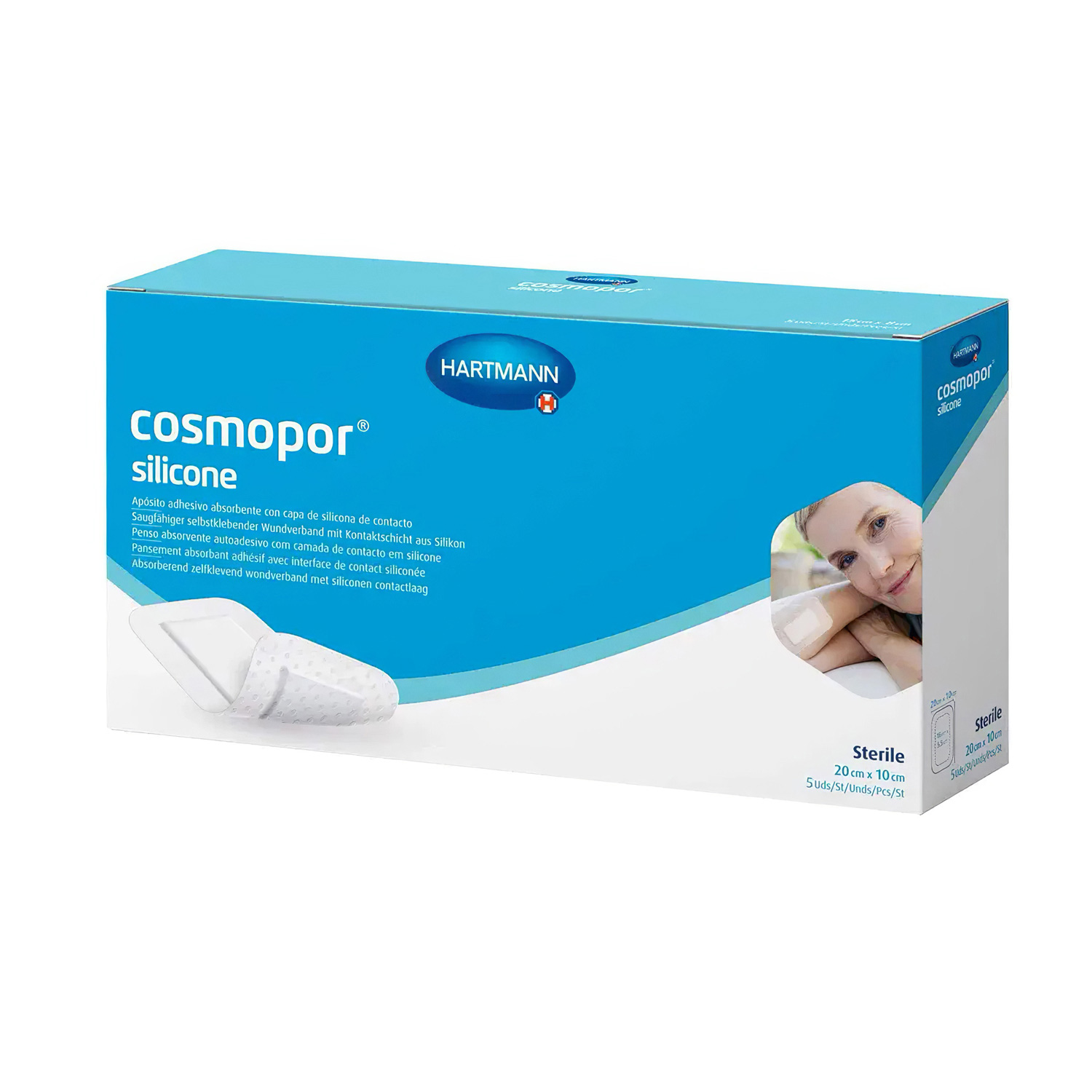 Повязка послеоперационная COSMOPORE Silicone 7,2х5см с контактным слоем из силикона, 5шт - 11