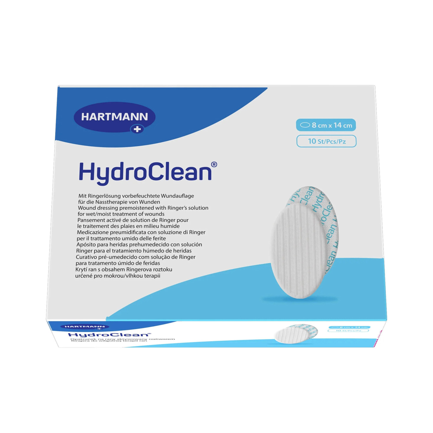 Повязка гидроактивная HydroClean 8х14см овальная стерильная, 10шт