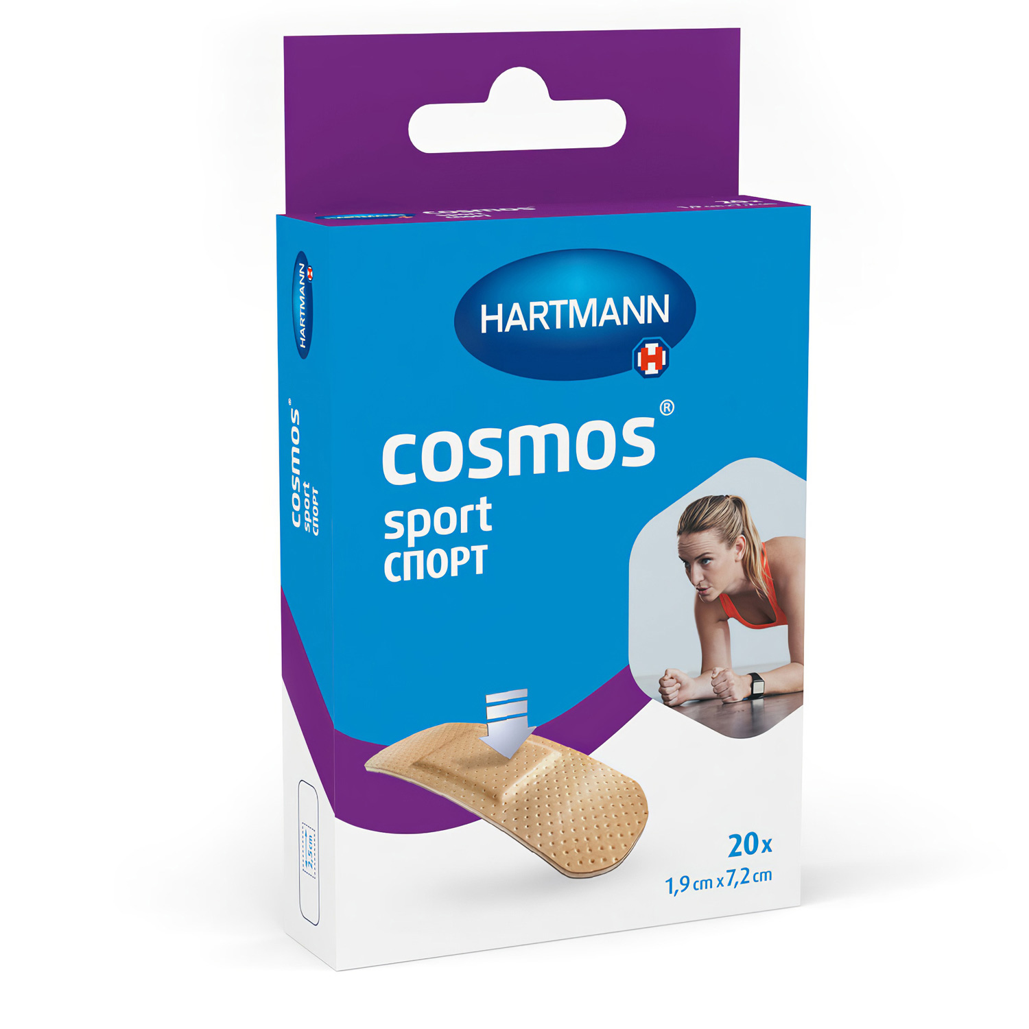 Пластырь COSMOS sport 1,9х7,2см амортизирующий, 20шт 